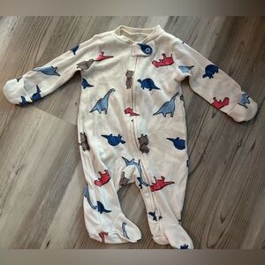 Carter's Baby Boy Cream Dinosaur Waffle Knit Print Footie- 3 Months